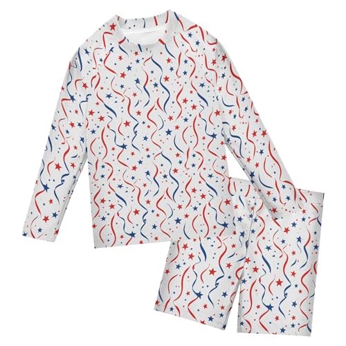 July 4th Independence Day Boys Rash Guard Swimsuits Set for Boys Long Sleeve Swim Shirts Bathing Suits B0404548