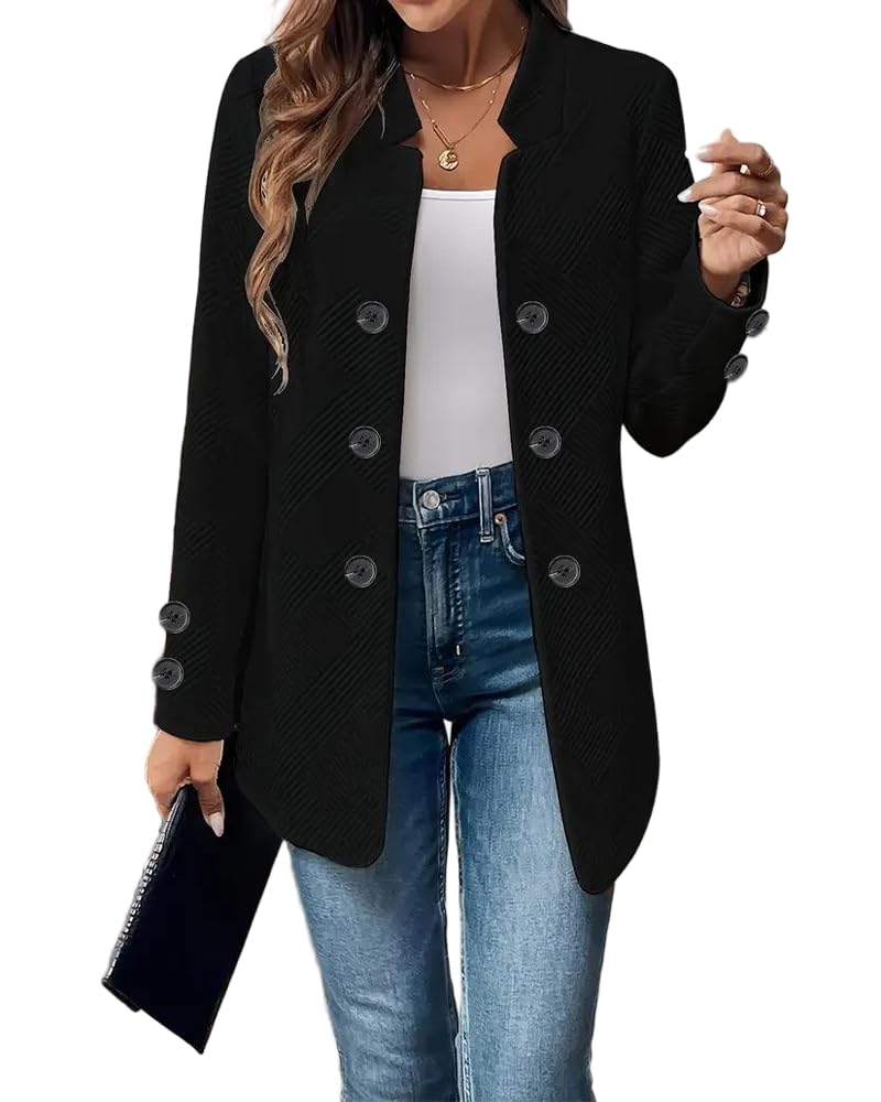 Womens Long Blazers Business Casual Open Front Notch Lapel Cardigan Jackets Fall Fashion Coats with Pockets