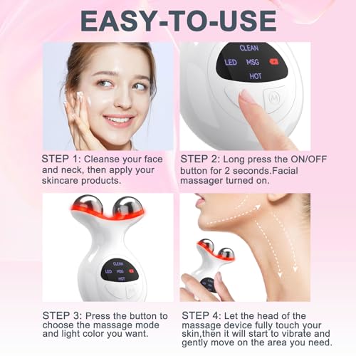 Red Light Therapy Devices for Face and Neck, 7 Colors Portable LED Face Massager with Vibration, Home Skin Care Facial Sculpting Tool for Face, Neck Lifting & Firming - Image 8