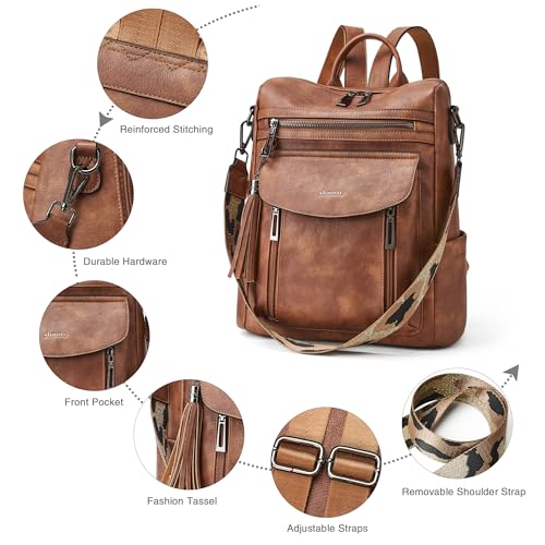 Image of Shrrie Backpack Purse for Women Fashion Leather Backpack Purse Designer Travel Backpack Convertible Shoulder Bag with Wristlet