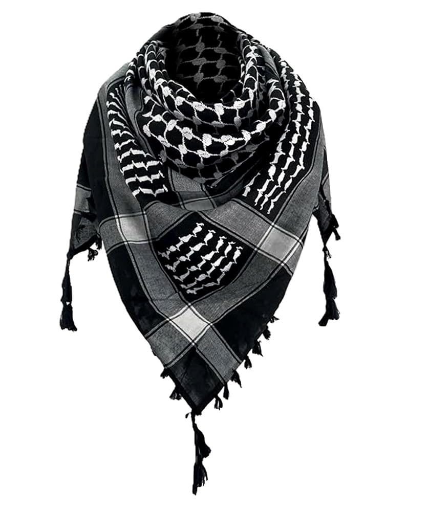 digniti real Arafat Scarf Black White shemagh men head scarf ghutra arabian arafat scarf army miltary scarf Large size 48 x 48 inch palestine scarf for men and women-picture-45