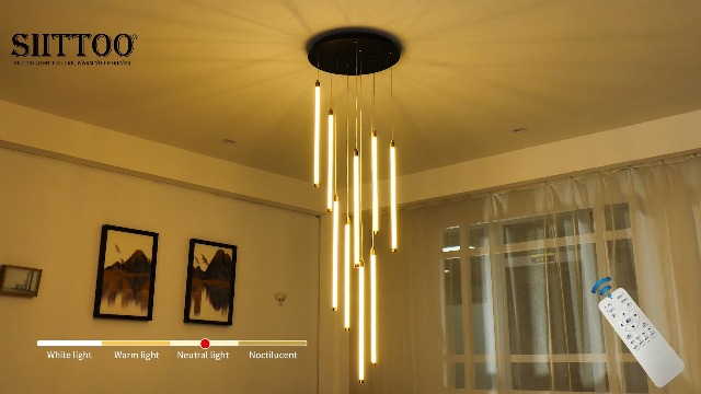 Siittoo Modern Led High Ceiling Chandelier with Remote Control,9