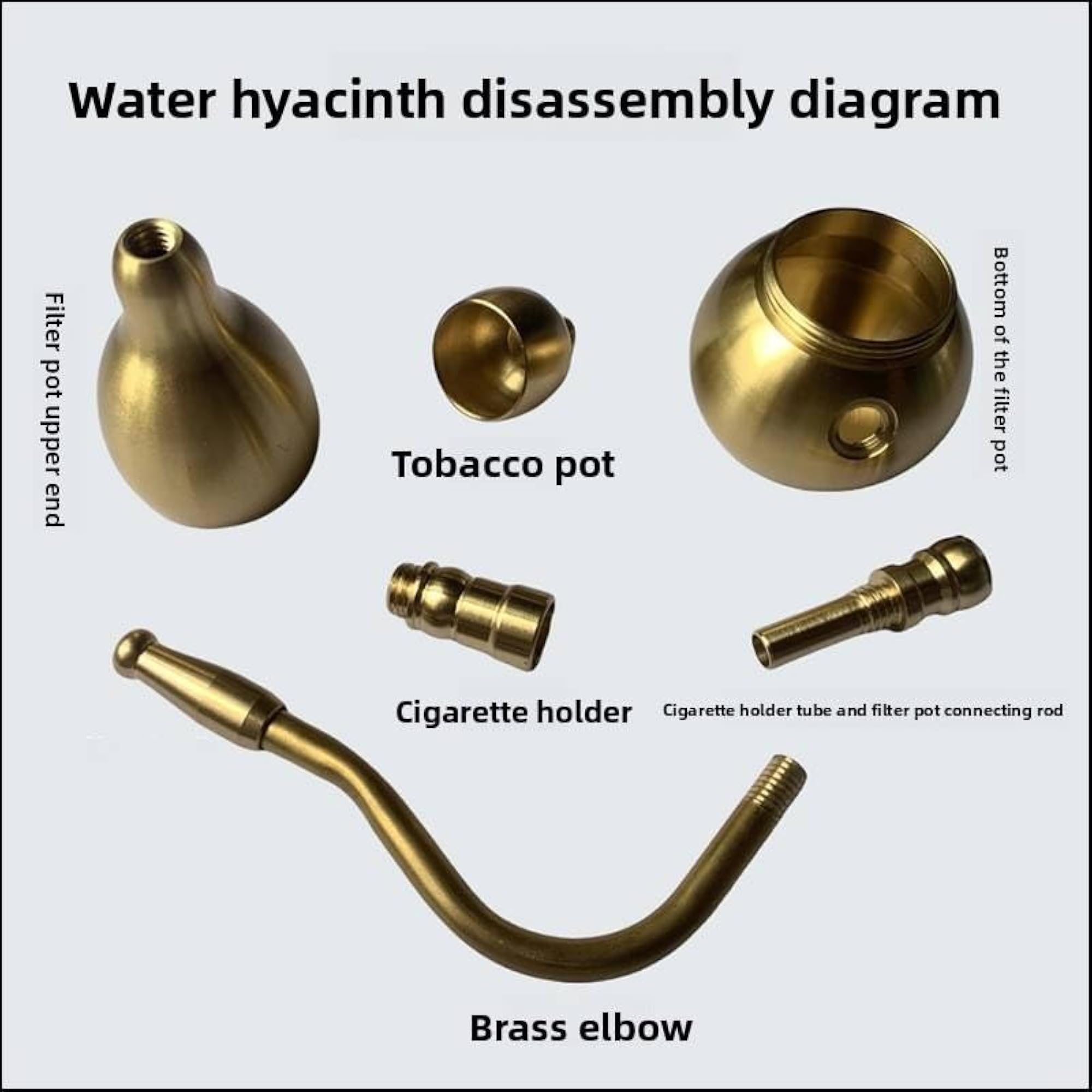 Traditional Brass Hookah Shisha Water Pipe, Handmade