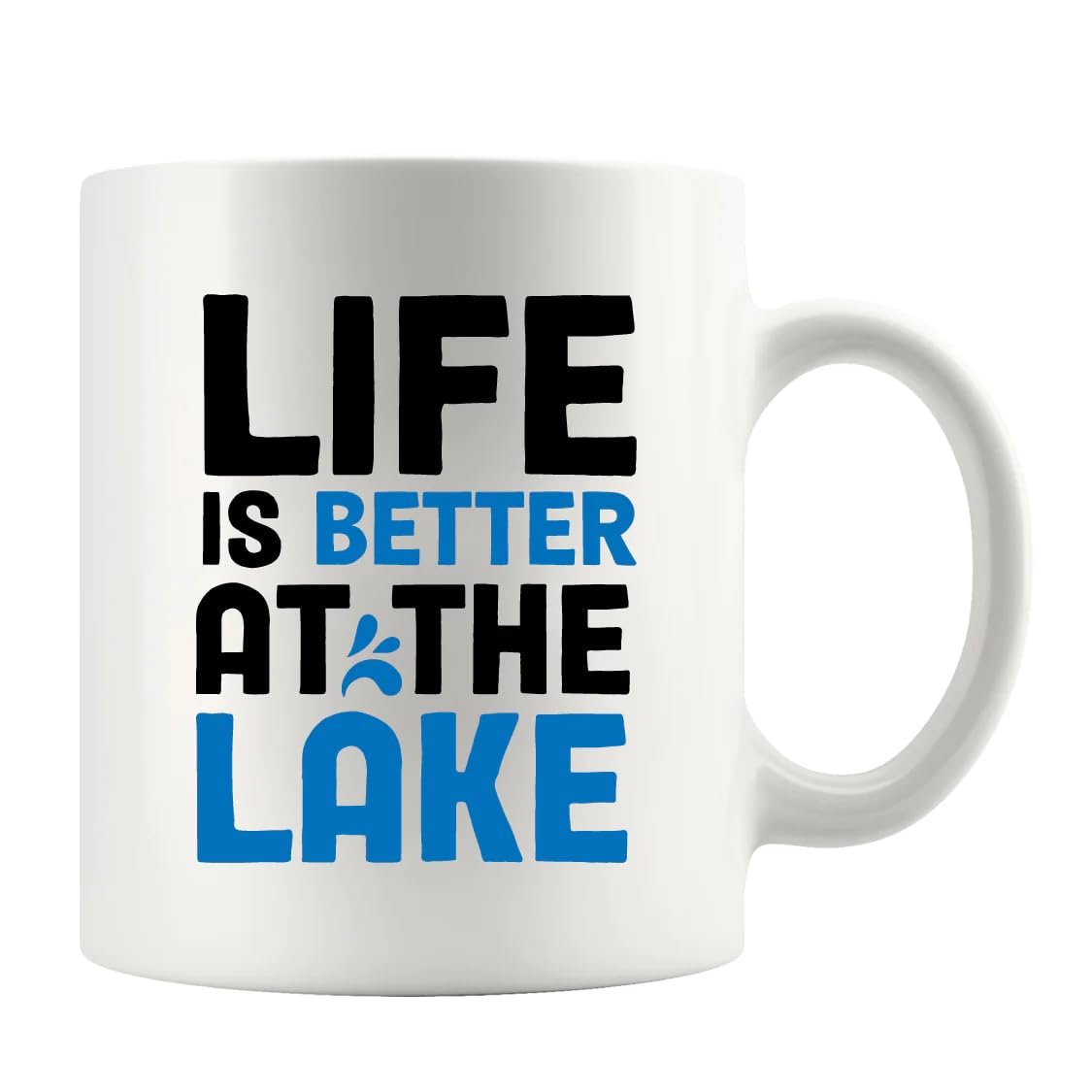 LAMX Panvola Life is Better at The Lake Coffee Mug Fishing Fisherman Gifts for Lake Lovers Boating Captain Ceramic Mug 11 oz White Novelty Drinkware