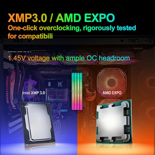 Image of KingBank RGB Computer Desktop Memory Ram Hynix M-die DDR5 48GB(2x24GB) 6000MT /s CL28 1.45V Overclocking XMP 3.0 & AMD Expo with Heatsink for PC Gaming /Office /PS