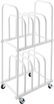 Art Canvas Storage Rack, 2-Tier Heavy-Duty Storage Stand with Wheels White Rolling Art Canvas Mobile Organizer Metal Arts Drying Painting Rack for Arts Studios, Galleries and Schools