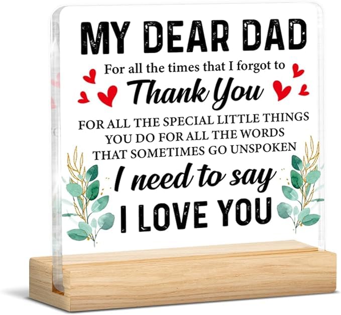 Bs amor fathers day gift Acrylic Sign Father's Love Plaque with Wood Stand Home Office Desk Decor | (5 X 4 Inches)-image-31