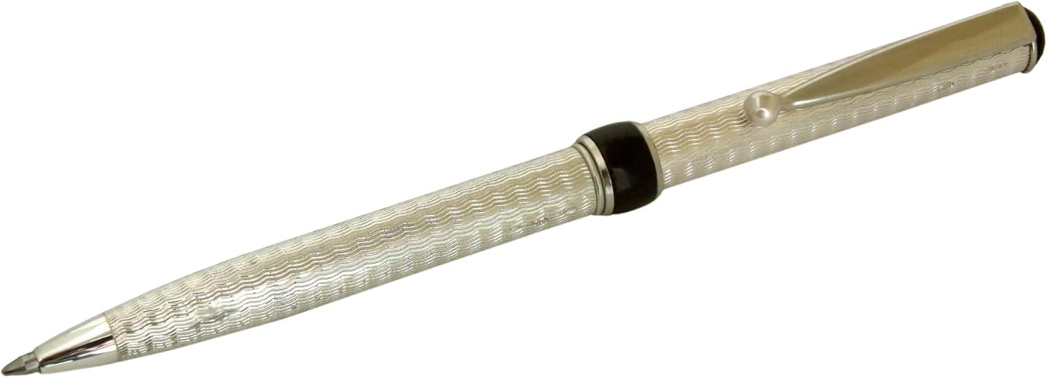 NYLOE - Kugelschreiber - Personalisiert - Massives Sterlingsilber 925 - Moiré-Muster - Nachfüllbar mit Standard Internationaler Mine - Handwerkskunst Eleganz - Hergestellt in Italien