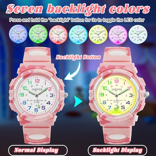 Image of Juboos Kids Watch Analog for Boys Girls, Childrens Waterproof Soft Strap Kids Time Teaching Quartz Wristwatch for Ages 5-15