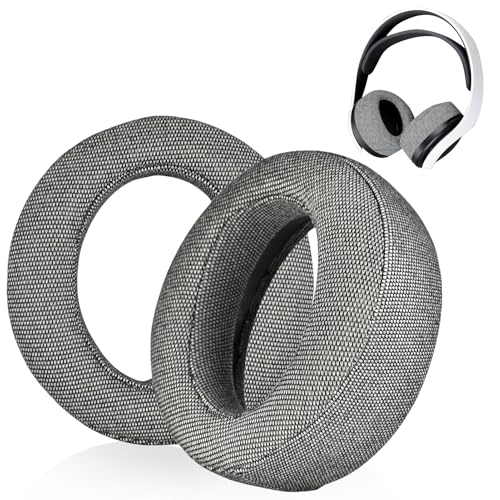 1 Paar PS5 Headset Ohrpolster für Sony PS5 Pulse 3D, Professionelle Ersatz Ohrpolster, Verwendet hochwertigen Memory-Schaumstoff für mehr Komfort und Langlebigkeit (Leinen-Graues)