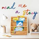 Wooden Read Sign Decal Kids Reading Room Wall Sticker Peel and Stick Classroom Reading Corner Decor for Teacher Supply Colorful Read Quote Sign Inspiring Sayings Wood Decor for Bedroom Nursery Library