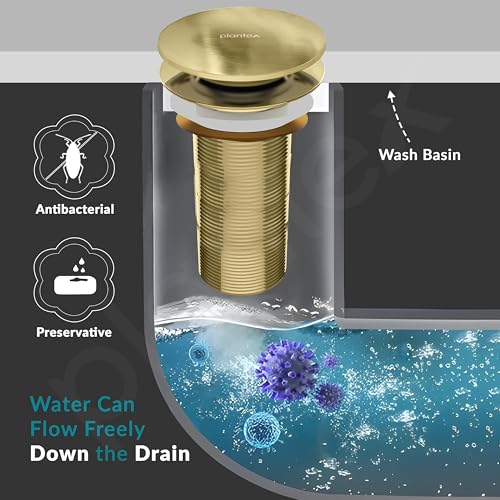 Image of Plantex Pure Brass Waste Coupling for Wash Basin /5 inch Drain Out let System Full Thread Sink Waste Coupling - Pack of 1 (Matt Gold)
