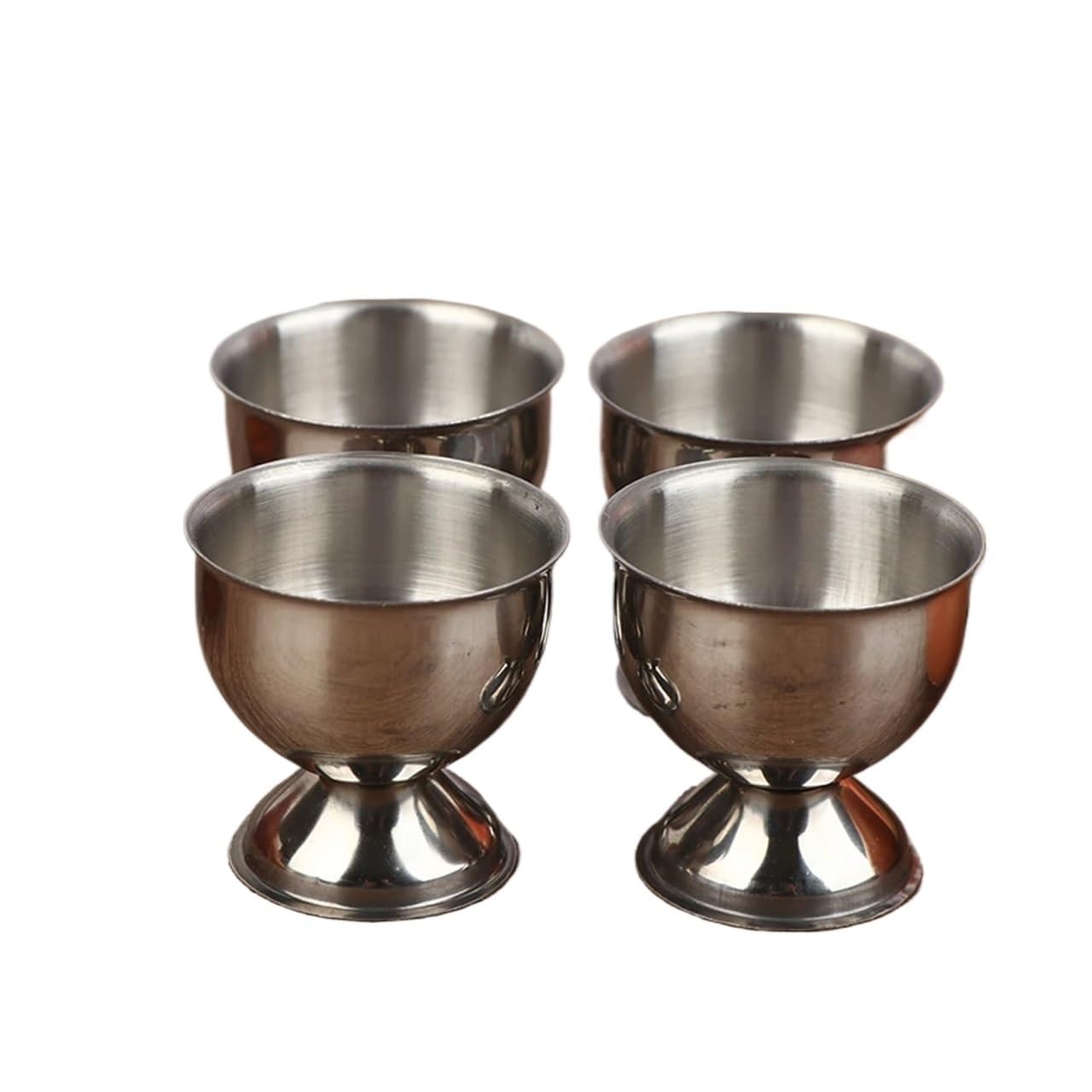YCENJEPSAZ 4Pcs Egg Cups Handy Stainless Steel Boiled Egg Cups Stand Rack Eggs Holder Egg Holder Kitchen Breakfast Cooking Tool【Homeclub】(4Pcs Silver)