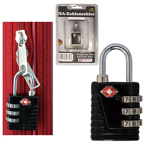 PMro-Trading Euro-Trading Luggage Lock. Size-5.5 X 3 Cm.. Colour-Black Organizador de bolso. 10 cm. Negro Cover