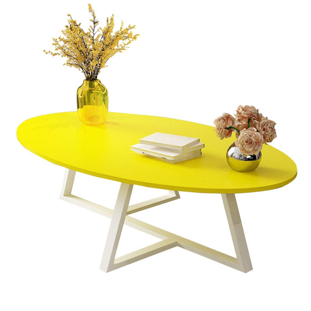 Table basse ovale scandinave jaune : meuble moderne de décoration de la maison