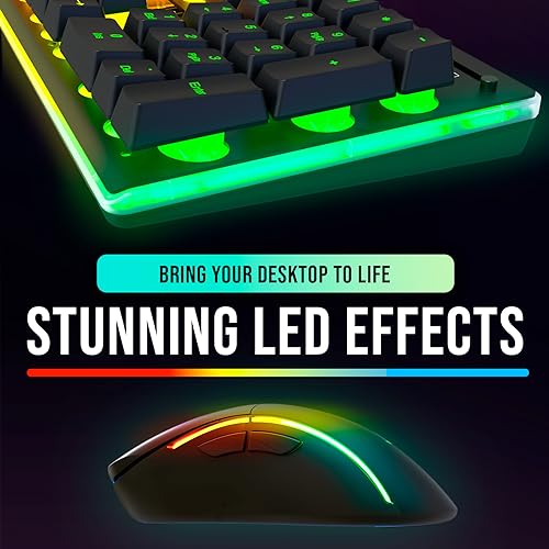 Image of KLIM Thunder Wireless Gaming Keyboard and Mouse Combo - New - Backlit Keyboard with Long-Lasting Built-in Battery - 4800 DPI RGB Gaming Mouse for PC