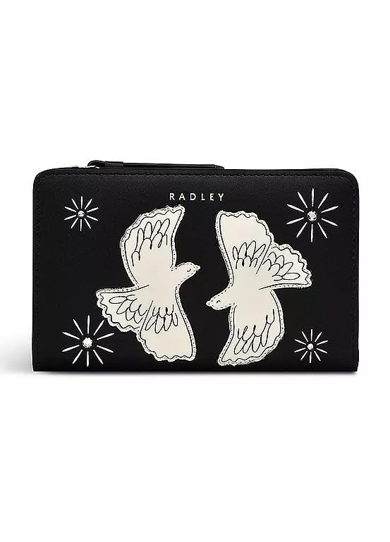 RADLEY London Womens Medium Leather Two Turtle Doves Bifold Purse Wallet in Black