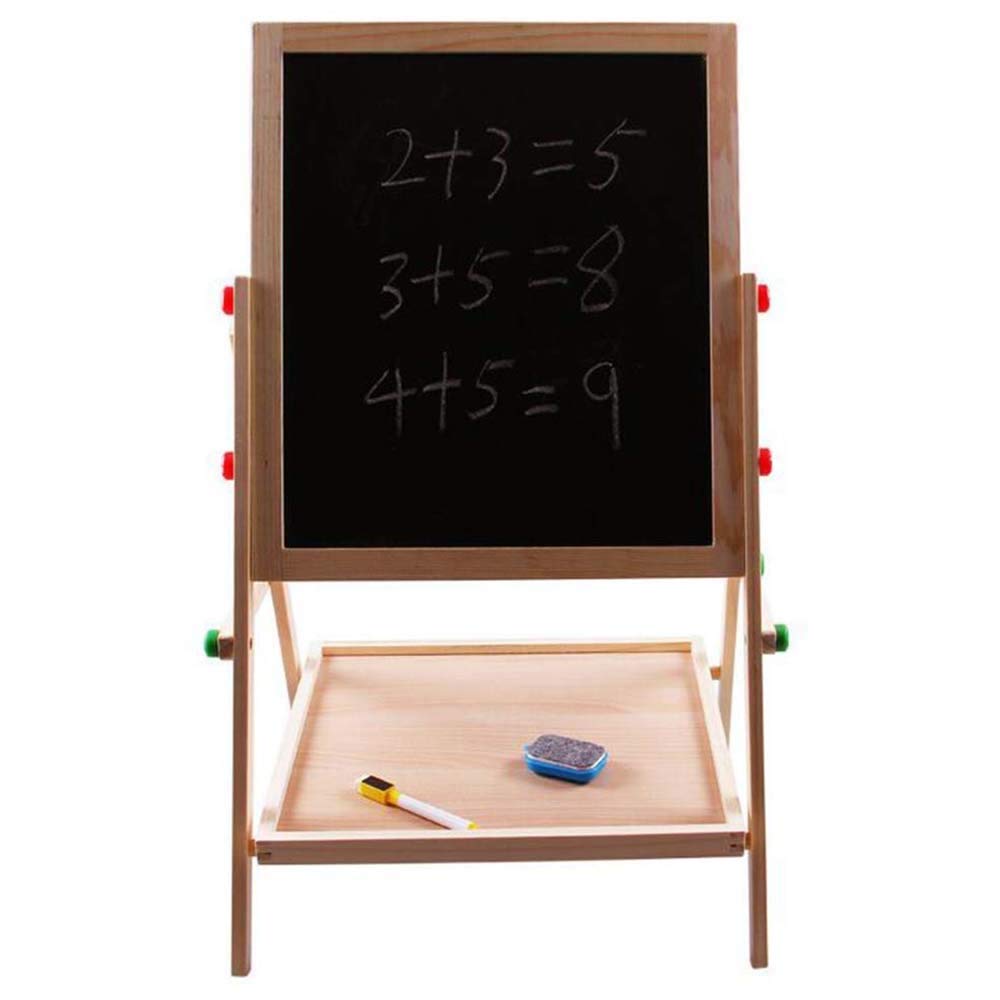 MUBAY Elk & Bear Double Sided Magnetic Black Whiteboard Painting Easel for Small Kids and Toddlers Two-In-One Lifting Double-Sided Large