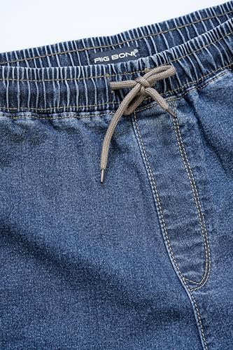 Image of Men's Comfort Fit Denim Lycra Joggers Jeans Stretchable High Rise Relaxed Fit Available in Dark Blue Navy Blue Light Blue Full Length Soft Fabric Machine Wash