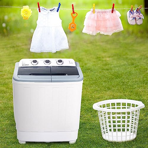 Devanti Washing Machine, 5kg Portable Pressure Mini Washer Machines Cleaner Basket Clothes Dryer Camping Travel Outdoor Wash Dryers, with Shoe Brush Screwdriver Powerful Wave Pulsator Black