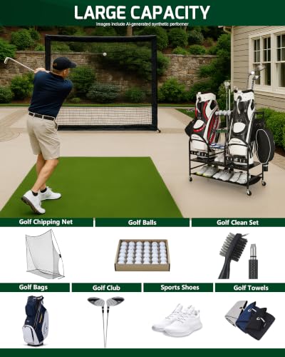 Image of Mythinglogic 2-Bag Golf Storage Organizer with Golf Club and Shoe Storage