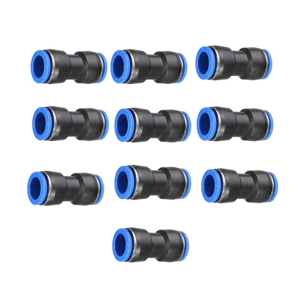 TOOLDO 10Pcs Straight Fitting Pneumatic Fittings Quick Release Air Hose Connector Adapter 10mm