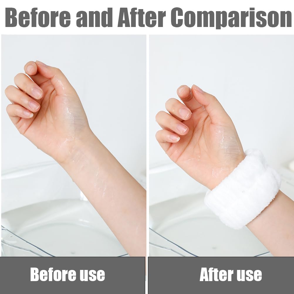 Fc'Noqgn 4 pcs SPA Wrist Wash Toalla Absorbente de Microfibra para la Cara y la Ducha (Blanco Gris)