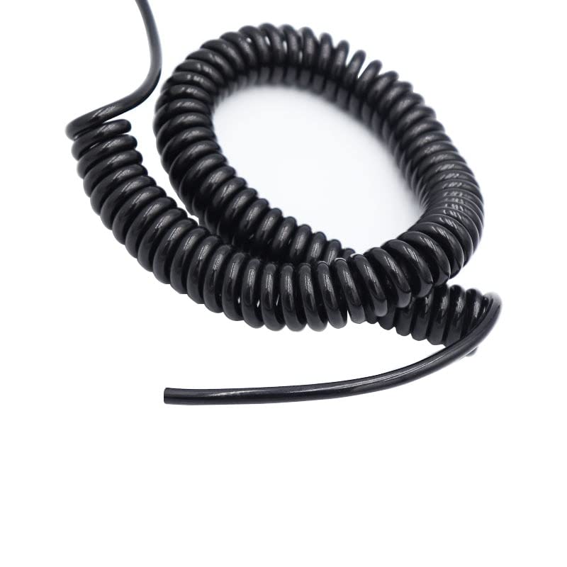 1 cable negro en espiral de resorte de 7/8 núcleos 22/20/18 AWG, cable estirable de 9.8 ft, cable retráctil, cable de extensión de alimentación, cable telescópico (longitud: 9.8 ft, especificación: 8