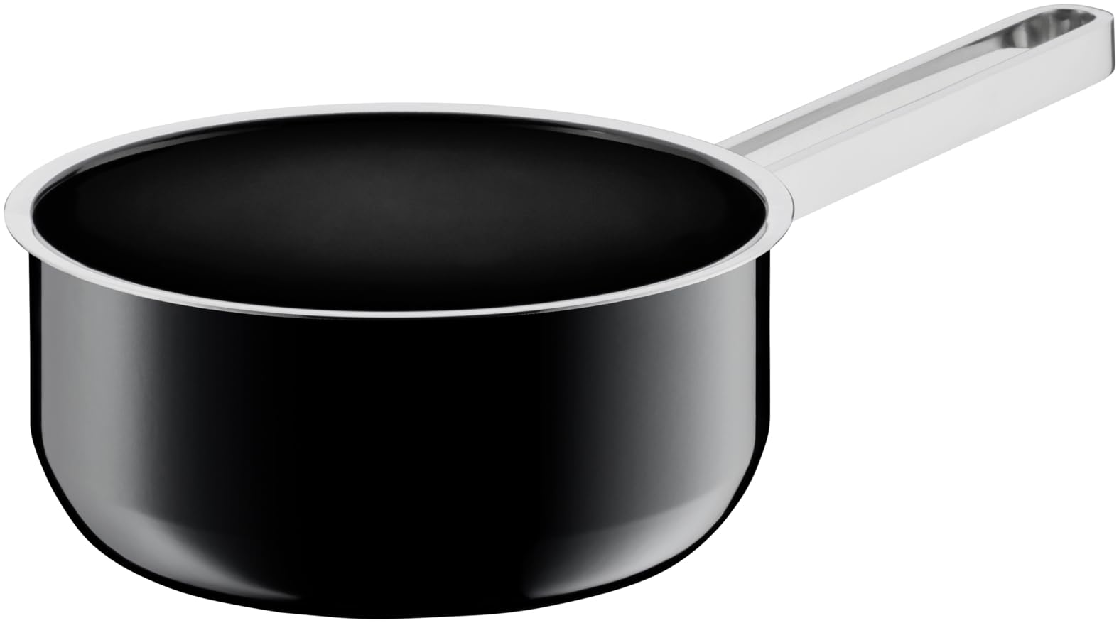WMF Fusiontec Mineral Stielkasserolle 16 cm ohne Deckel, Kochtopf klein, 1,3l, Milchtopf Induktion, High-Tech Keramik, backofenfest, kratzfest, Made in Germany, spülmaschinengeeignet, schwarz