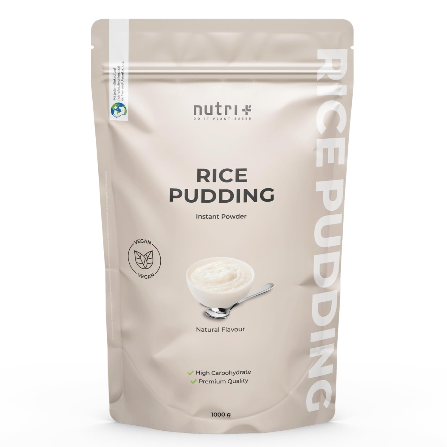 Nutri + Budín de Arroz en Polvo 1 kg sin Azúcar + Edulcorantes - Sabor Neutro - Rice Pudding instantáneo 1000 g natural - bajo en Grasa + cremoso - Merienda perfecta