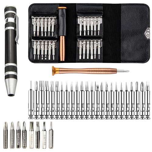 Image of DIY Crafts 34 In 1 Screwdrivers, Professional Electronics Repair Tool Kit With, Precision Screwdriver Set, Glasses Screwdriver, Laptop Screwdriver Watch Kit, Computer Set Kits:- (1), Silver (34)