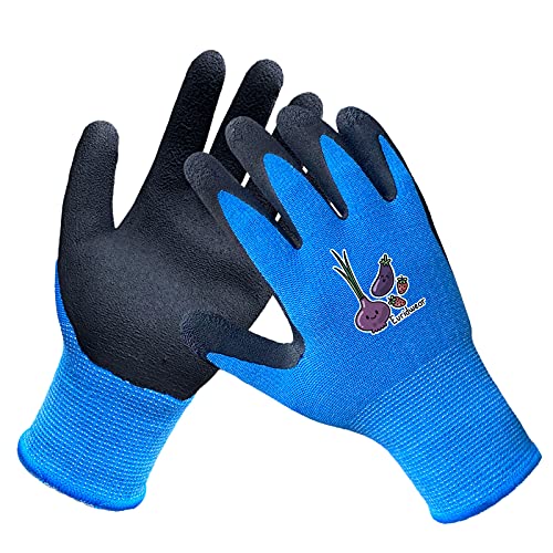 Evridwear Kids Gardening Gloves for Boys Girls Outdoor Yard Work,Planting (M (7-9yr), Blue)