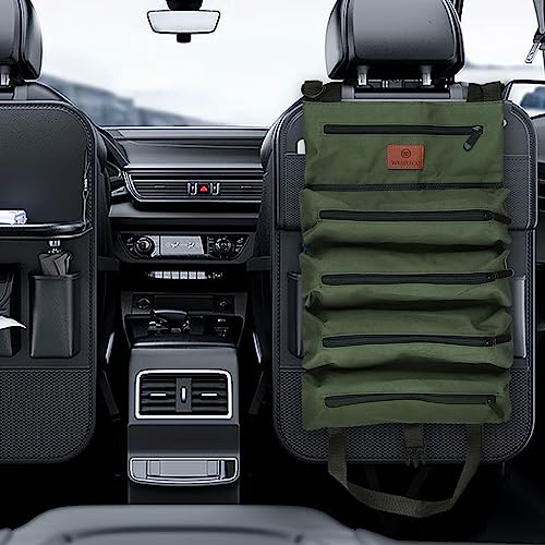 Image of Tool Bag, Canvas Tool Bag, Multifunctional Roller Bag with 5 Zipper Pockets, Ideal for Plumbers, Craftsmen and Electricians(Green)
