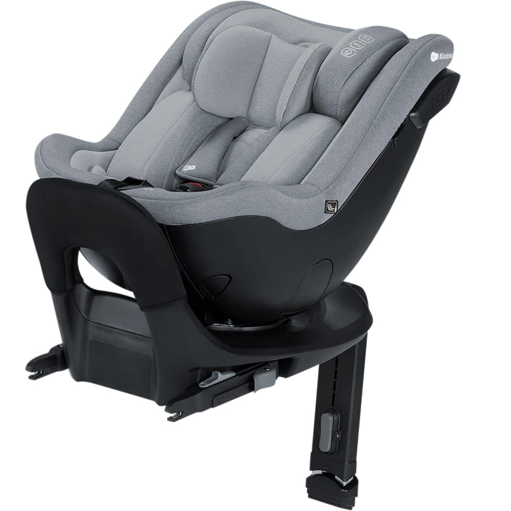 Kinderkraft I-GUARD Fotelik Samochodowy od urodzenia do 4 lat, I-SIZE 40-105 cm, Dedykowane systemy bezpieczeństwa, Rama antyrotacyjna, obracay o 360 stopni, Regulowany zagłówek oraz pasów, Szary