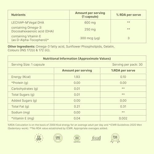 Image of Phospholipids Omega 3 Supplement for Adults 50+ | Algal DHA 250 mg | Enhanced Absorption Phospholipid Formula for Brain Eye and Heart Support Capsules | 30 Capsules