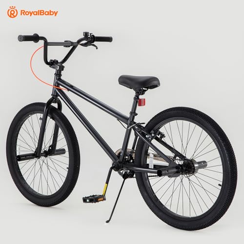 Image of RoyalBaby Kids BMX Bike 20 24 Inch, Professional Aluminum (Silver) or Sturdy Steel (Red /Black), Freestyle Street Bicycle for Beginners & Advanced Riders, Easy Assembly