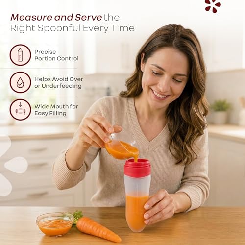 Image of R for Rabbit First Feed Food Feeder for Kids, 90ml Capacity, Premium Soft Silicone Spoon Food Grade BPA Free Material for Kids of 12+ Months (Red)