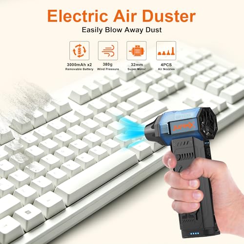 JUFINX Air Duster - 250,000RPM Compressed Air Duster, Replaceable Batteries 2pcs,Long - image 5