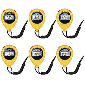 6 Pack Multi-Function Electronic Digital Sport Stopwatch Timer, Large Display with Date Time and Alarm Function,Suitable for Sports Coaches Fitness Coaches and Referees (Yellow)
