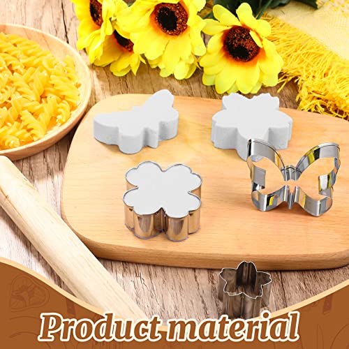 17 Pcs Flowers Cookie Cutter Set And Butterfly Biscuit Fondant Cutters Daisy Cherry Blossoms Tulip Sawtooth Circle Clover Plum Blossoms Butterfly Cookie Cutters Stainless Steel Spring Cookie Cutters #TOP6
