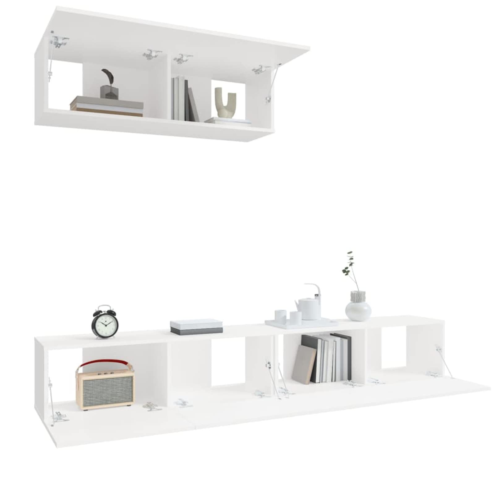 Festnight Muebles de Salón Moderno 3 pzas Mueble salón Modular Conjunto Completo Mueble TV Mueble de Pared para TV Mesa de TV Colgante Mueble de TV Flotante Blanco