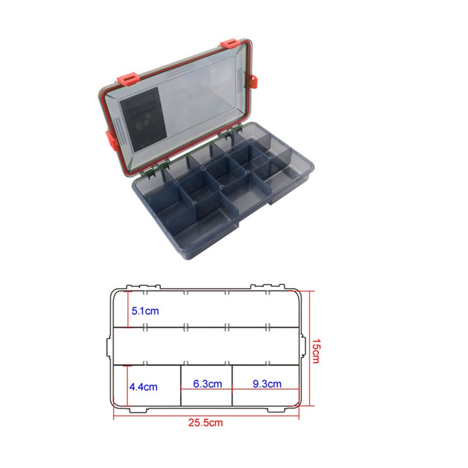 Scatola organizer per attrezzatura da pesca, con scomparti multipli per esche e ami da pesca, cassetta degli attrezzi smerigliata per una facile conservazione