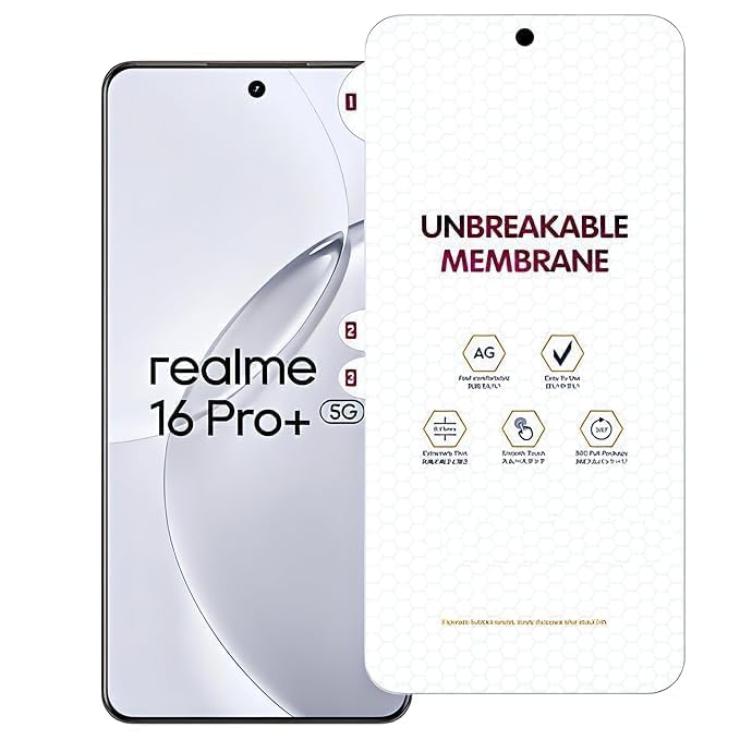 Image of BLACKSHEEP Matte Screen Protector for Realme 16 Pro Plus Membrane Case Friendly Full Edge to Edge Screen Coverage & Installation Kit