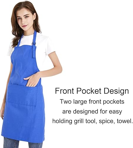 Miniatura 2 de TOPTIE Conjunto de delantal ajustable de lona de algodón y sombrero de chef para hombres y mujeres