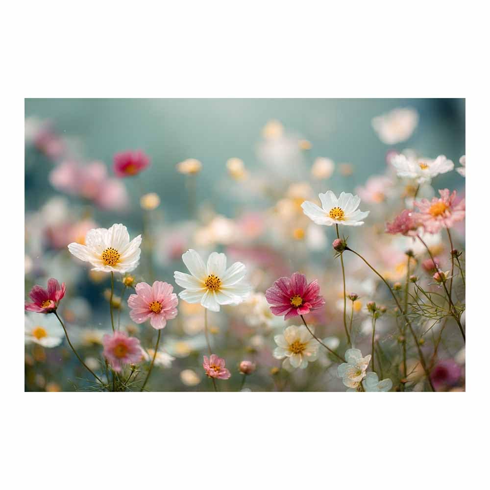 ZAMAEIU Canvas Print Wall Art Clustered blooms Modern Nature Landscape Poster, for living room, bedroom,Corridor Office Room Decoretc.(white)-30x50cm Unframed