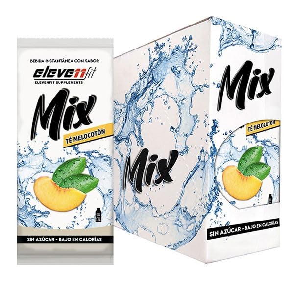 Eleven Fit Mix Instantáneo Sabor Té Melocotón | Prepara 1.5L de Bebida Saludable, Sin Azúcar y Baja en Calorías | Ideal para Mezclar con Agua y Mejorar tu Dieta | Caja de 24 Sobres