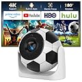 Mini Projector with WiFi and Bluetooth, 4K Support 180° Rotation, Auto Focus & Keystone Portable Projector with Built-in Apps and Speaker, Home Movie Projector Compatible with TV Stick/Phone/Laptop