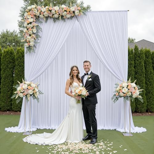 Rideaux de fond blanc 1,5×2,45 m en polyester sans plis pour photocall et fête