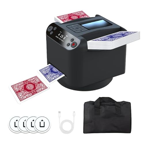 Mixer automatico per carte di credito, ultra silenzioso, girevole a 360°, con 4 tasti per carte senza fili, mixer, miscelatore per carte ONU, Texas Hold'em (nero)