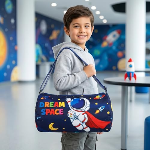 Image of Kids Unicorn Duffle Bag for Girls | Pink Magic Rainbow Barrel Travel Bag | Lightweight Polyester Shoulder Bag for School, Gym, Swimming, Dance, Picnic & Weekend Trips | Age 3-12 Years